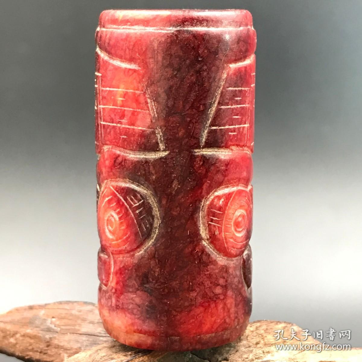 一口价古董辽金期古玉老玉器古兽纹圆柱子挂件吊坠民族风包老保真买家自鉴特价包邮
