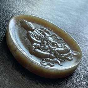 一口价古董民国老和田玉糖玉观世音菩萨项链吊坠挂件古玉老玉有磕碰买家自鉴特价包邮