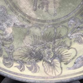 一口价古董清代老瓷器绿釉瓷花开富贵添彩大瓷盘子摆件装饰买家自鉴特价