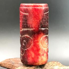 一口价古董辽金期古玉老玉器古兽纹圆柱子挂件吊坠民族风包老保真买家自鉴特价包邮
