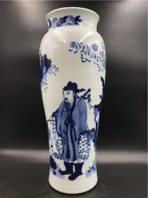 一口价古董老瓷器清代青花瓷象腿瓶花瓶人物故事纯手工装饰摆件文玩收藏买家自鉴特价
