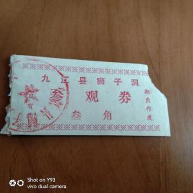 早期门票 九江县狮子洞  参观券 10张