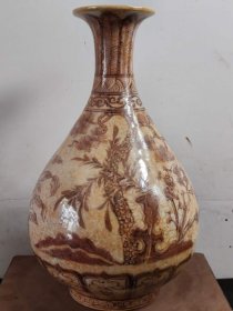 釉里红松竹梅玉壶春瓶高33cm