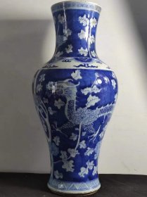 青花龙纹花卉观音瓶高40.5cmq