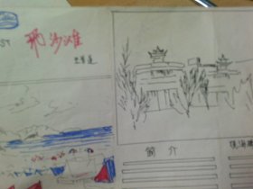 廣東省文史館館員.廣州老畫家李文育先生 為其家鄉(xiāng)臺山縣上川島飛沙灘景點(diǎn)設(shè)計(jì)拉葉宣傳單原件 .沒有簽名但保真,如圖實(shí)拍.另送1張8開飛沙灘宣傳材料