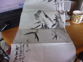 西安画家张长乐先生的国画--竹石图,可以清心--有上款见图--品如图.保真!