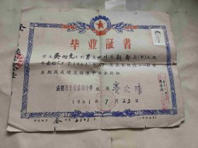 1961年四川新都小学毕业证书（ZH002）