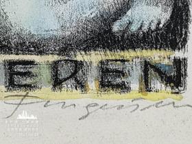 （非卖品）“著名藏书票艺术家”芬格斯坦（Michel Fingesten）蚀刻音乐系列藏书票—《怀抱吉他的裸女》作者签名 限量10/30 “手工上色”编号：237
