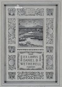 美国藏书票黄金时期（Edmund H. Garrett ）铜版藏书票 《风景》 1912