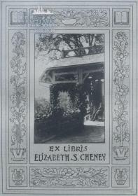 美国藏书票黄金时期（Edmund H. Garrett ）铜版藏书票 ELIZABETH CHENEY 1901