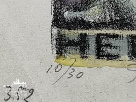 （非卖品）“著名藏书票艺术家”芬格斯坦（Michel Fingesten）蚀刻音乐系列藏书票—《怀抱吉他的裸女》作者签名 限量10/30 “手工上色”编号：237