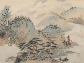 崔守峰 春江泛舟图137.2×34.7cm
适合内框 177×48.6cm