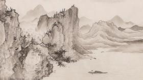 廖修伟 溪山无尽图 136.9×16.9cm
适合画框 194.4×27.3cm