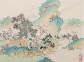 何伟 早春图 132×33cm
外框 绿檀染蓝色173×48cm