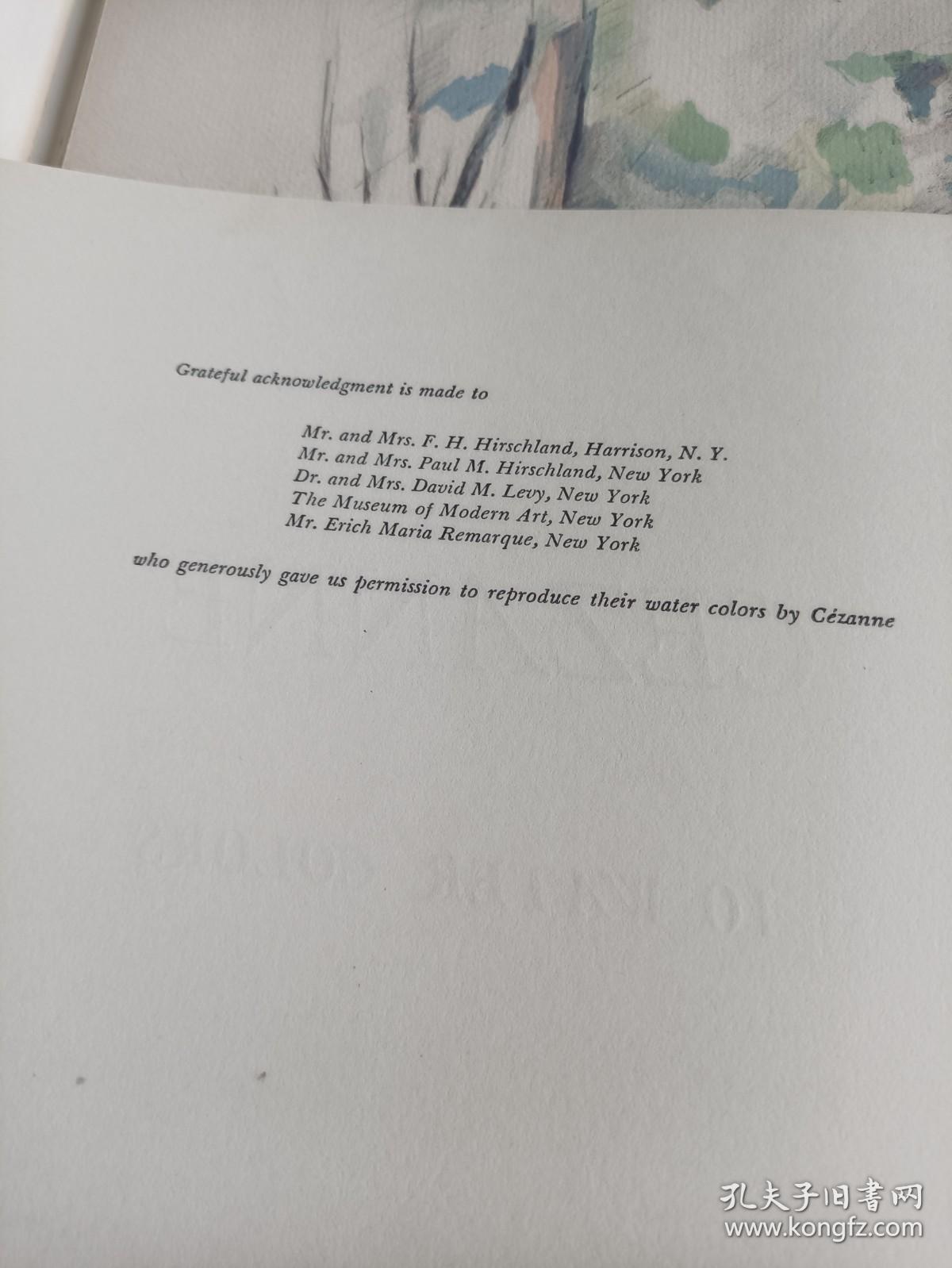 特稀少   Cezanne 10 water colors 1947年出版  塞尚水彩  开本45厘米*32厘米  （散页装，复制品9张 ）