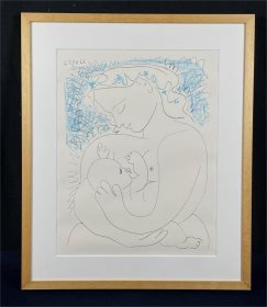 特价 PICASSO 毕加索《母爱》原画复刻版画 实木框 无酸卡纸  透明亚克力面板