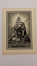 Rockwell Kent 肯特藏书票A002  Ronald S. Gister   原版票