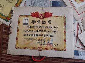 1957年 辽宁省沈阳市朝鲜第一中学 毕业证书