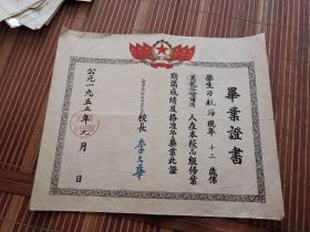 1955年 天津市第一区第四小学 毕业证书