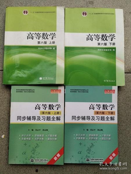 高等数学同济大学 第6版六版 同步辅导全解 上下册 共4本