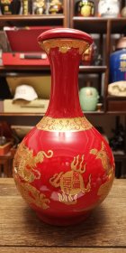北京双庆和.龙凤呈祥2斤大瓶，42°1000ml清香型，红瓷贴花烫金工艺酒瓶，九成新