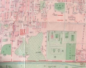 DT463  、民国，北平地图：【 北平全图 】，郑奇影绘、上海新鲁书店发行。尺寸74×52厘米。此图稀见，主图为北平内外城图，内七外五的格局，附《北平市附近名胜图》、《华北交通图》、颐和园名胜图和图例。北京市。