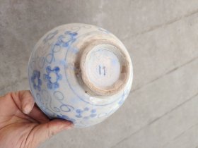 老物件收藏；青花瓷碗“底部款二”口径17.5厘米