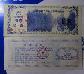 1993年云南省第六批以工代赈购货劵拾元