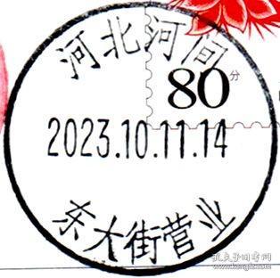 实寄片 盖销 河北河间-东大街营业 2023.10.11 日戳