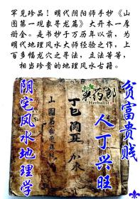 全网孤本、Y170-罕见珍品！明代阴阳师手抄《山图第一观象寻龙篇》大开本。是书抄于万历年以前，为明代地理风水大师经验之作，上百多幅龙穴之寻法，立法等等，相当珍贵的地理风水古籍130页左右。