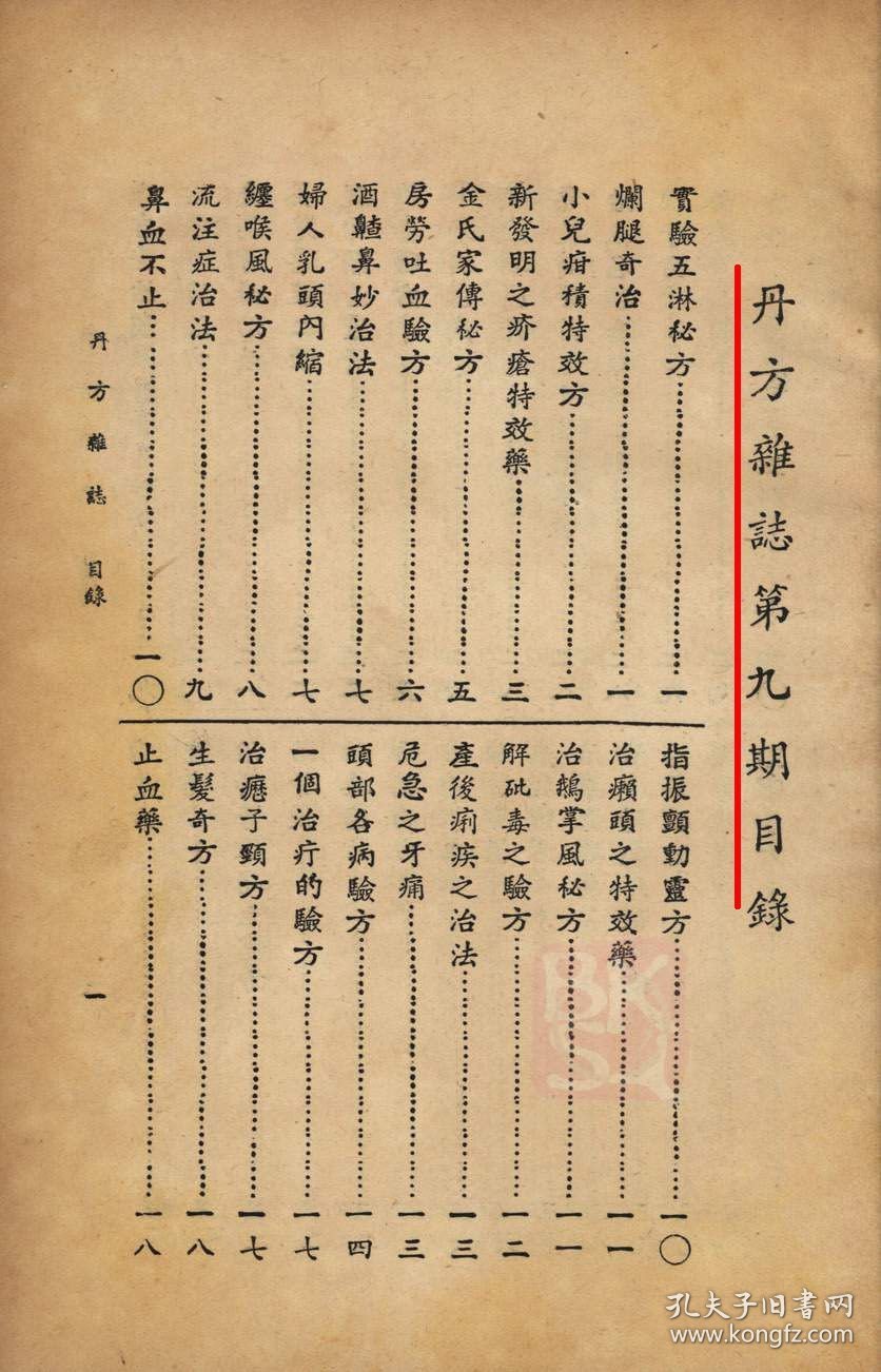 【提供资料信息服务】D-民国《丹方杂症》第九期 一册54页。