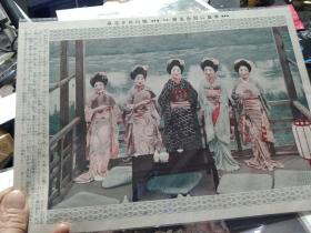 买满就送 来自日本的老画片四张，东瀛风情， 26.8x19.5cm 纸质比明信片厚