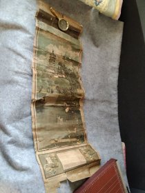 买满就送，民国十一年南洋兄弟烟草公司广告画《金山寺》（上有年历），树影钟声（唐代张祜描述为“树影中流见,钟声两岸闻”） ，孤僧 （题字待考证），喜鹊牌顶上香烟 福禄牌香烟 金马牌香烟 等，品相残破，购买请谨慎，详见图片和商品描述