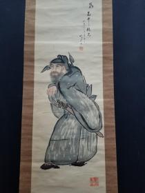 一幅老画 作者和品相看图，人物卷轴，绢本，尺寸：170X45厘米，画心：114X35厘米