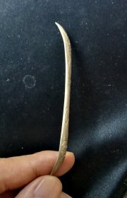清代老银刻花双尖银簪