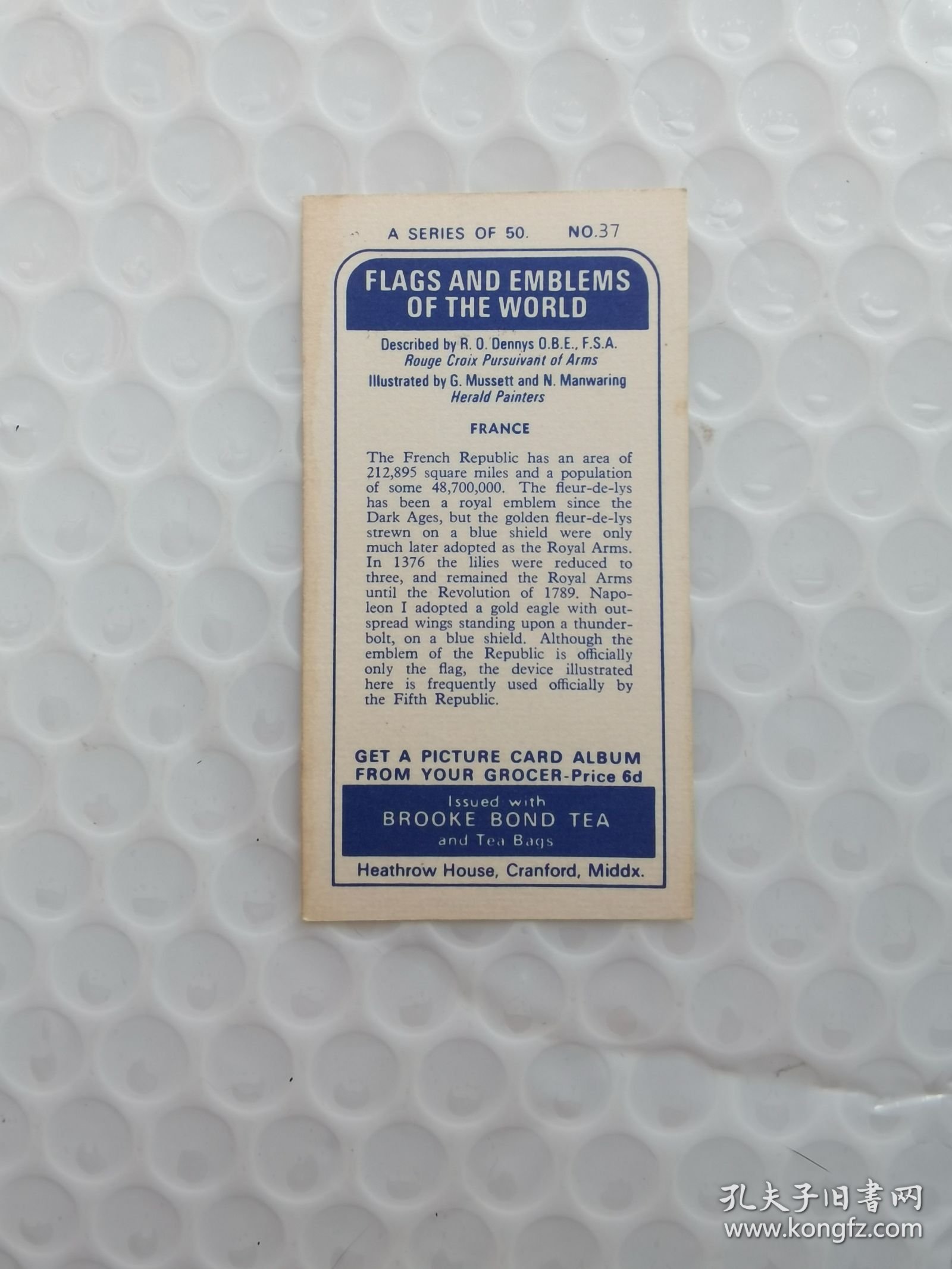 英国“世界旗帜和徽章”系列茶叶卡----‌法国