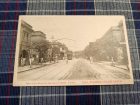 天津明信片，1920年代旧奥匈帝国租界，奥租界，有轨电车，今建国道德云社附近