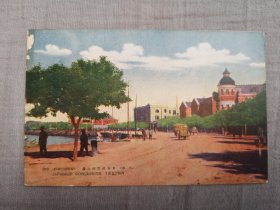 天津老明信片，1920年代海河日租界河坝，武斋洋行，双龙版