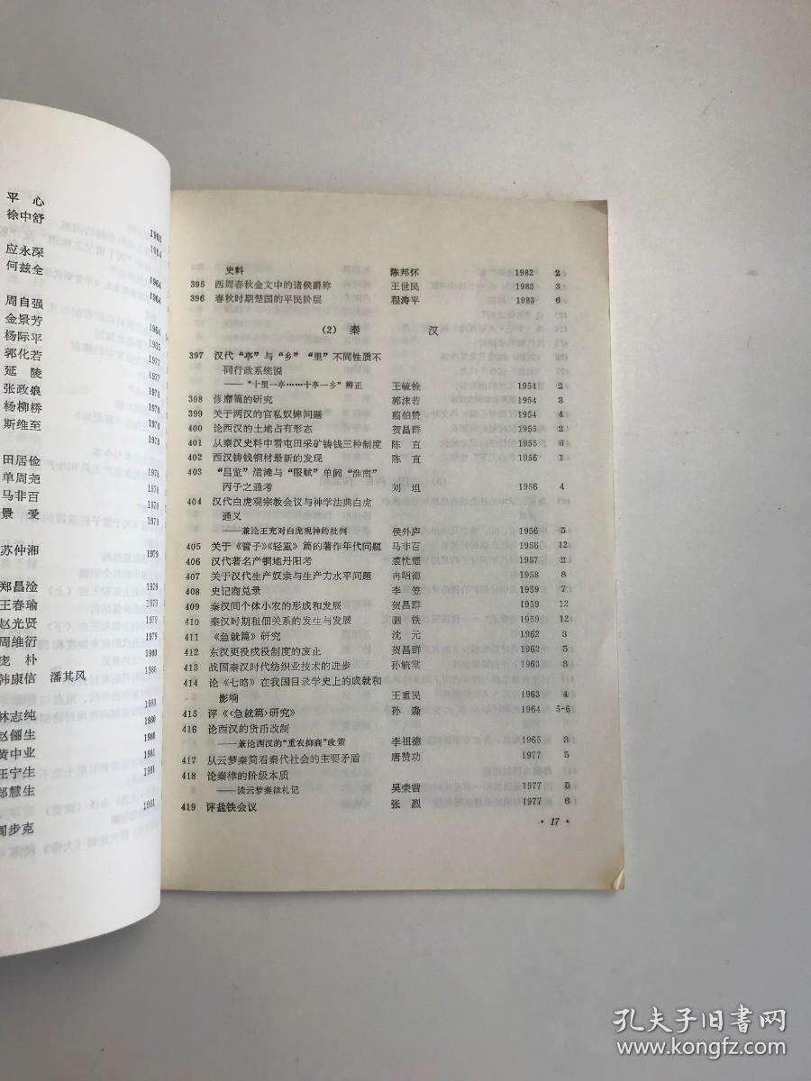 历史研究目录索引1954-1983