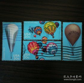 美国信销邮票 1983年 轻气球热气球4全 航空交通工具专题集邮