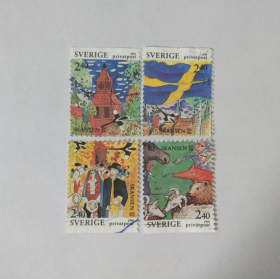 瑞典信销邮票 1991年 斯德哥尔摩游乐园百年 绘画 4全