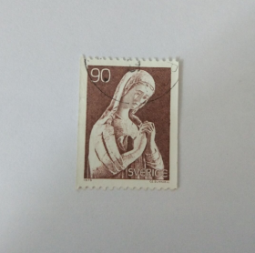 瑞典信销邮票 1975年 圣诞节 圣母 塑像 雕像 雕塑