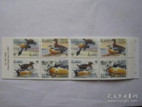 阿兰群岛(奥兰群岛)2001年WWF熊猫徽 小绒鸭小本票1本含两套票