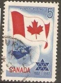 加拿大信销票 1967年国旗 雕刻版印刷