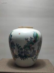 194_清代五彩人物罐，高24cm宽21.5cm