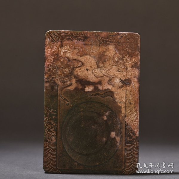 旧藏 老端石雕福在眼前砚台