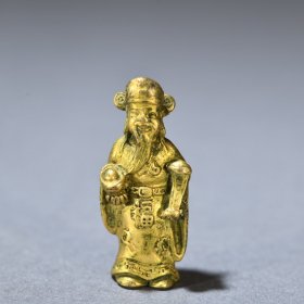 旧藏 铜鎏金财神像
