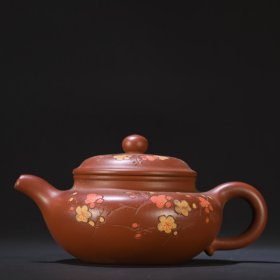 回流 紫砂加彩梅花纹茶壶
