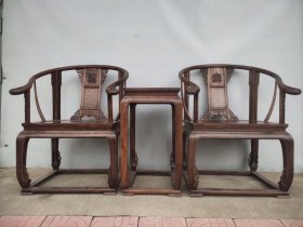 旧藏  花梨木皇宫椅子一对，