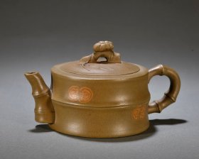 张玲制陶 段泥竹节纹茶壶